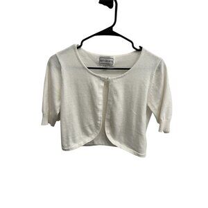 Karin Steven 3/4 Sleeve Cropped Cardigan Bolero White Sz Small Cotton Layers